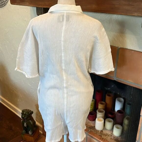 ASOS DESIGN White button through shirt romper, 4! - Picture 7 of 9